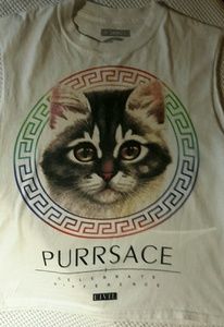 Purrsace Crop Top T-Shirt, Sz XS